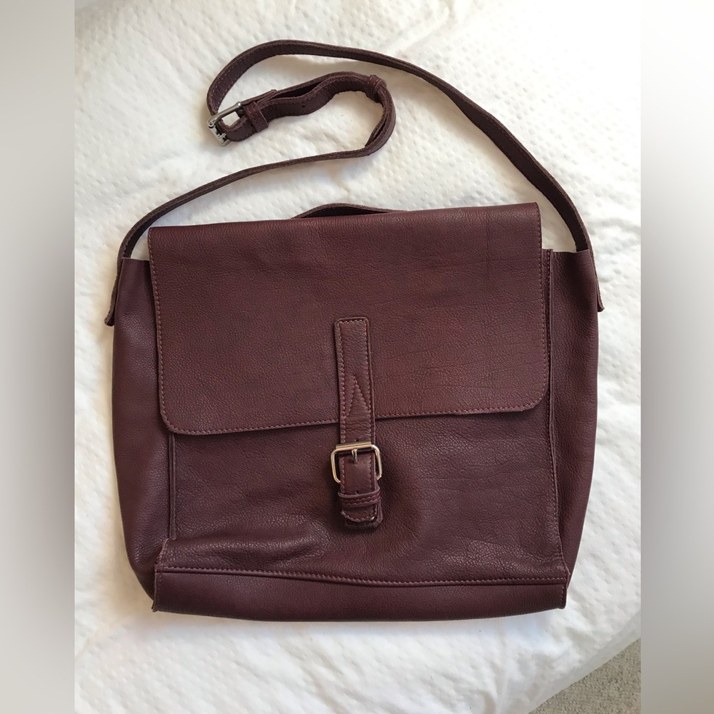 Genuine Full Grain/Top Grain Oxblood Maroon Soft Leather Satchel Messenger Bag